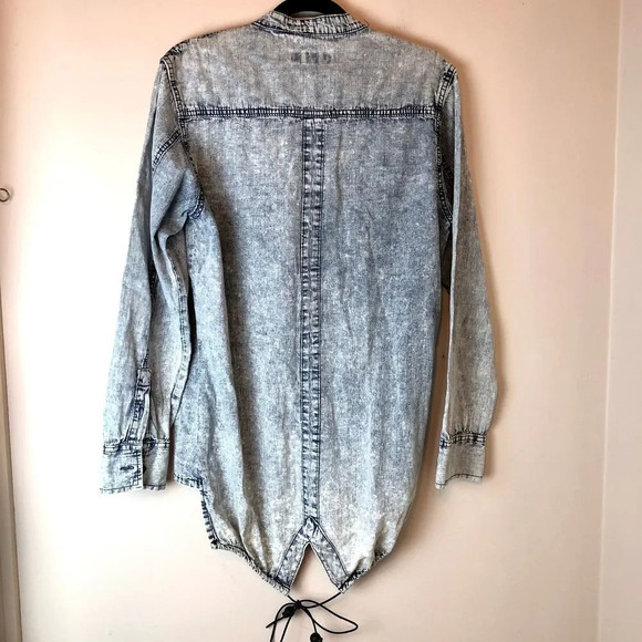 Faction | Acid Wash Drawstring Tunic Button Down - Picture 6 of 6